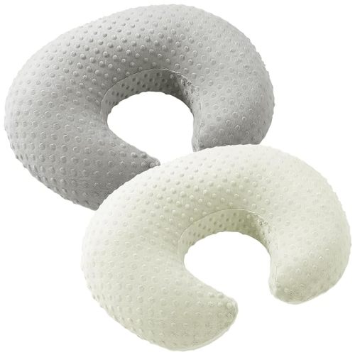 Homiest Light Gray & Black Minky Dot Nursing Pillow Cover Set