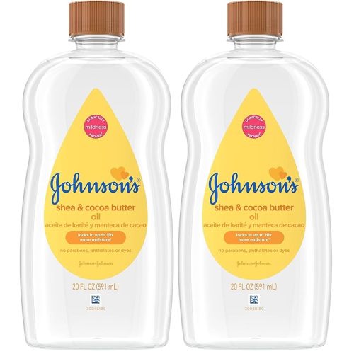 Johnson's Baby Oil, Mineral Oil Enriched with Shea & Cocoa Butter to Prevent Moisture Loss, Hypoallergenic, 20 fl. oz (Pack of 2)