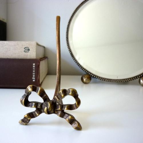 Vintage Brass Plate Display Stand with Bow