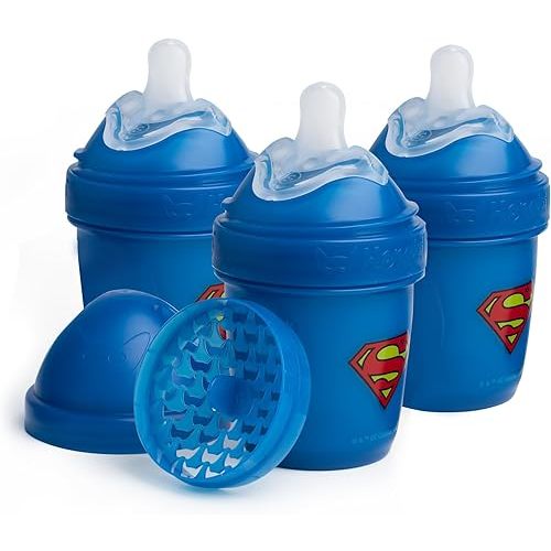 Herobility Anti-Colic Baby Bottles 5 oz / 140 ml – Pack of 3 Newborn Baby Bottles, Slow Flow Plastic Bottles, Breast-Shaped Teat for Breastfed Babies, Small Baby Bottles, Swedish Design, Superman