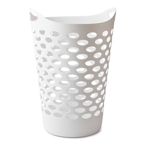(1 pack) Mainstays Flexible Round Laundry Hamper, White Plastic