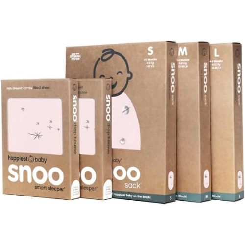 Happiest Baby The Big Bundle 100% Organic Cotton - Includes 3 SNOO Sacks and 2 SNOO Bassinet Fitted Sheets (Rose)