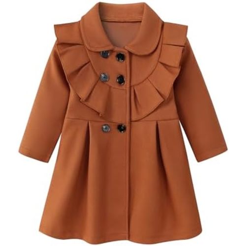 Toddler Baby Girl Clothes Jacket Coat Long Sleeve Flounce Ruffle Buttons Dress Coat Fall Winter Outfit