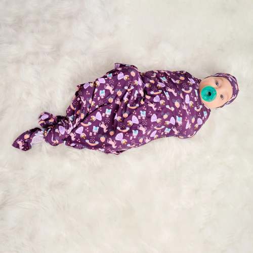Bamboo Swaddle and Beanie - Moonlight Princess