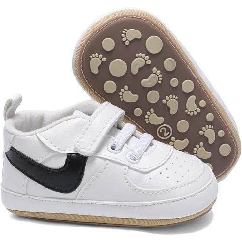 Clowora Unsex Baby Shoes Boys Girls Infant Sneakers Non-Slip Soft Rubber Sole Toddler Crib First Walker Lightweight Shoes