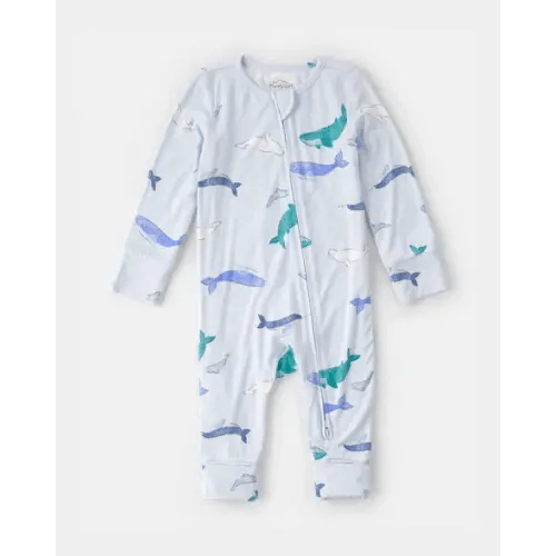 Baby Whale PurelySoft 2-Way Zip Snug Fit Sleep & Play Pajamas - Blue | Carter's