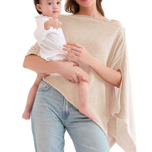 FUNUONY Nursing Covers for Breastfeeding, Breathable Breast Feeding Cover for Mom, Muslin Breastfeeding Cover Up for Women, Baby Essentials Privacy Nursing Poncho Shawl Cover for Breastfeeding Breath