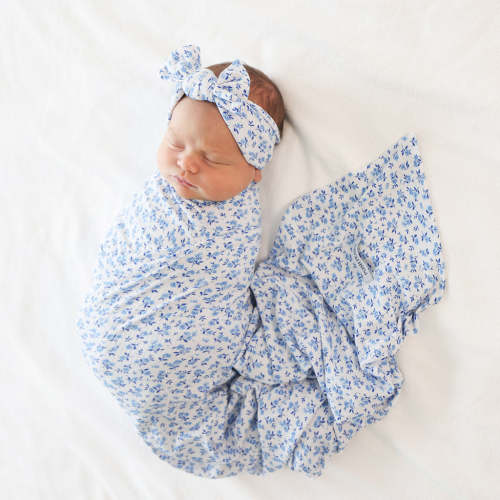 Floral White Swaddle Headband Set | Andina