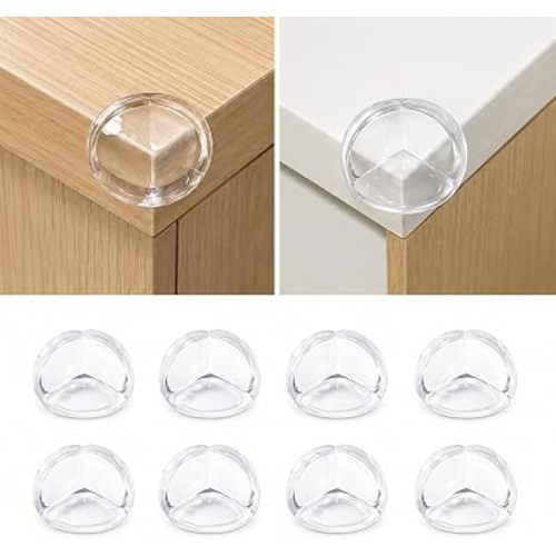 8 Pack Clear Corner Protectors for Furniture, Soft PVC Table Corner Guards with Adhesive Backing, Transparent Rounded Edge Bumpers for Tables, Desks, Cabinets and Countertops