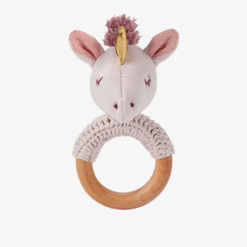 Luna Unicorn Wooden Baby Rattle