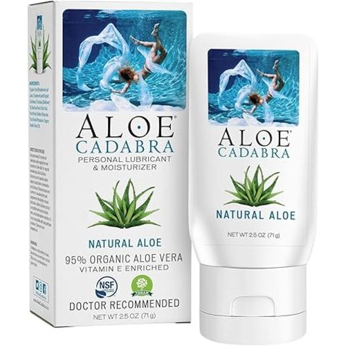 Aloe Cadabra Natural Water Based Personal Lubricant and Vaginal Moisturizer, Organic Aloe Lube for Men, Women and Couples, Non-Staining, pH Balanced (Unscented 2.5 Ounces, 1 Pack)