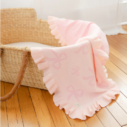 Blush Bows Reversible Knit Blanket