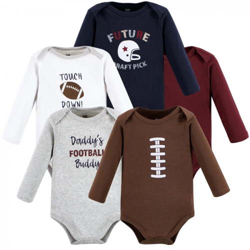 Hudson Baby Cotton Long-Sleeve Bodysuits, 5-Pack, Newborn- 24 Months