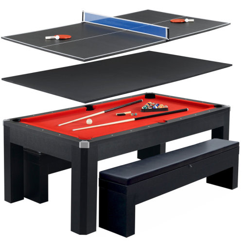 Hathaway Games Hathaway Newport Stylish 7 Ft Multi Game Pool Table Combo with Dining Top and Ping Pong – Includes Benches for Home Storage and Accessories & Reviews | Wayfair