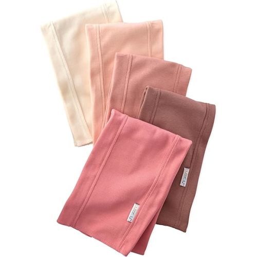 Butterblu Bailey 5-Pack Burp Cloths 100% Organic Cotton Knit for Newborn & Baby Boys & Girls, Sunset, One Size