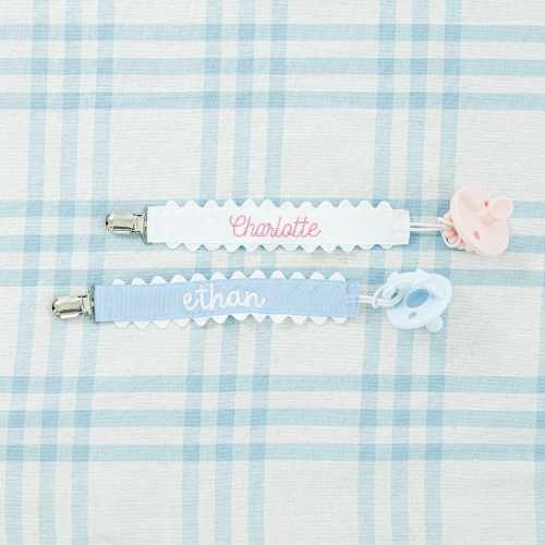 Pacifier Clips // Paci Clip, Monogram Pacifier Clip, Pacifier Holder, Embroidered Custom Name, Personalized Baby Gift, Baby Girl, Baby Boy