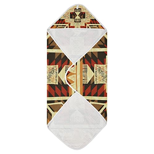 WELLDAY Native American Style Baby Towel Ultra Soft Hooded Towels for Babies - Ultra Absorbent Cotton Bath Towels 30x30 Inch