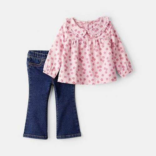 Baby Girl Carter's 2-Pc. Floral Top & Denim Pants Set