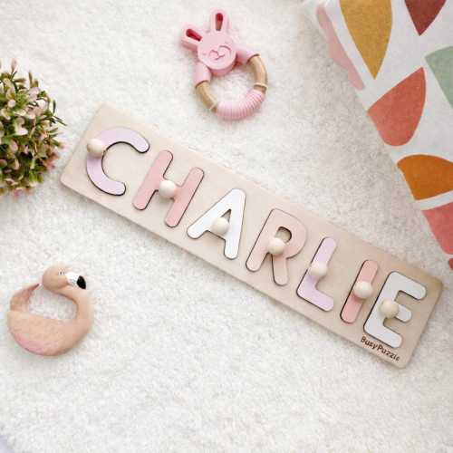 Custom Name Puzzle, Personalized Baby Gift, Baby Shower Gift, 1st Birthday Gift, Wooden Montessori Toy, Toddler Nursery Kids Decor