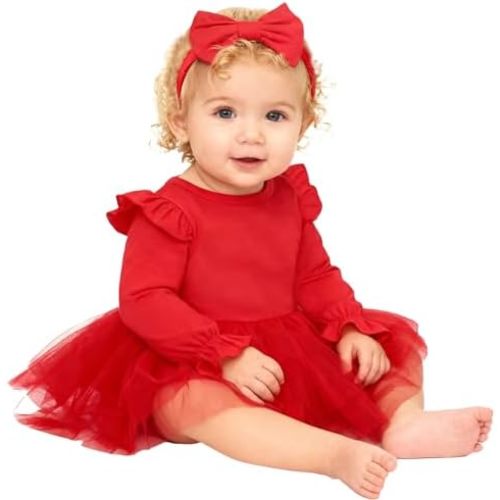 Magic Park 0-18M Infant Bodysuit Tutu Dress Baby Girl Romper Dress Toddler Solid Color Tulle Skirt Baptism Holidays Outfits
