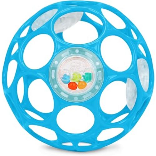 Bright Starts Oball Easy-Grasp Rattle BPA-Free Infant Toy in Blue, Age Newborn and up, 4 Inches