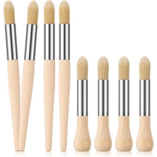 8 Pcs Watercolor Paint Brushes for Kid Baby Toddler Jumbo Brushes with Chubby Wood Handles Easy to Grip Round Paintbrushes Non Toxic Vegan Bristles for Painting Art Supplies Craft Projects