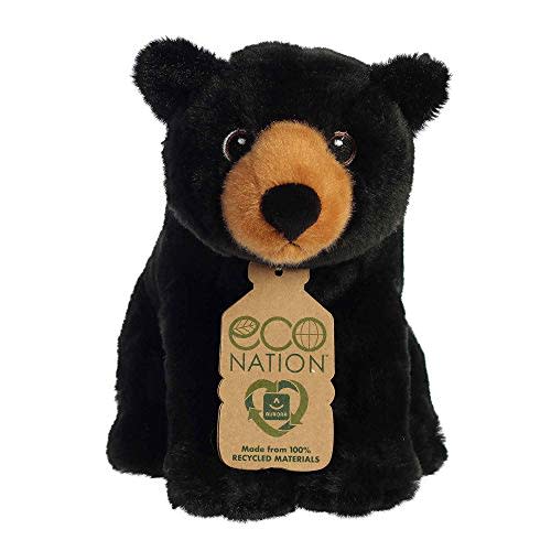 Aurora® Responsibly Made Eco Nation™ Black Bear Stuffed Animal - Ideal for Playtime Adventures - Perfect for Birthdays or Just Because - Black 8.5 Inches
