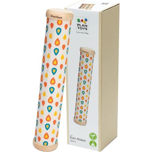 PlanToys® Wooden Rain Maker Musical Toy for Toddlers | Baby Rain Stick for Sensory & Auditory Development | Eco-Friendly Educational Toy for 12+ Months