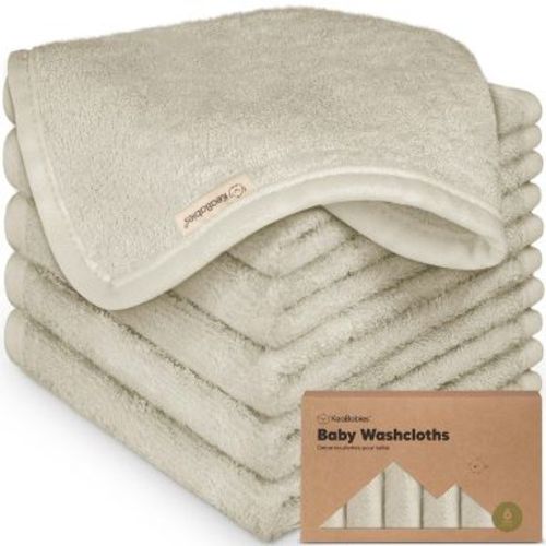 KeaBabies 6pk Deluxe Baby Washcloths, 10x10 Organic and Soft Baby Wash Cloth, Baby Bath Towel, Face Cloths (Stone)