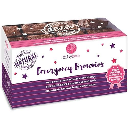 Milky Mama Lactation Brownies for Breastfeeding Moms – Fenugreek-Free, Dairy-Free Milk Supply Support Snack with Brewers Yeast & Flaxseed – Fresh-Baked Chocolate, 12 Individually Wrapped
