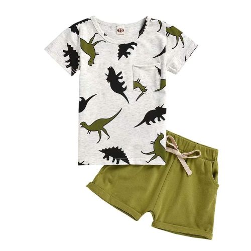 Toddler Baby Boy Clothes Boys Summer Outfits Dinosaur T-Shirt & Shorts Set 6 Months-5T