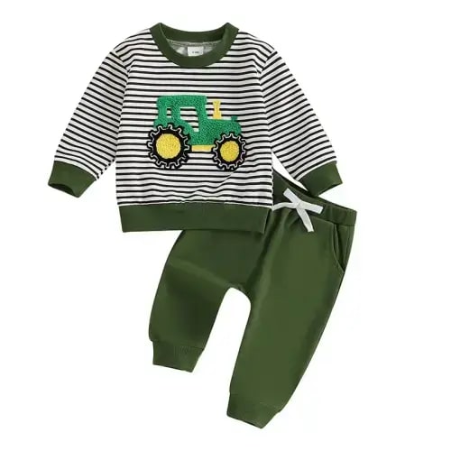 TRACTOR Striped Outfit - Hazel & Bo