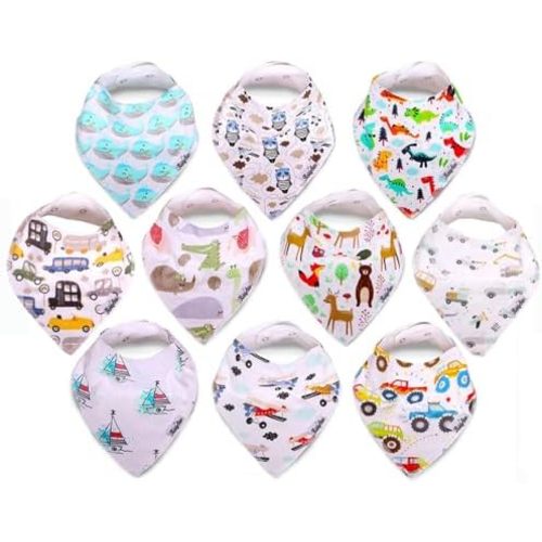 Organic Cotton Baby Bibs for Boys, Girls - Soft Drooling and Teething Bibs - Absorbent, Adjustable Bib for Toddlers