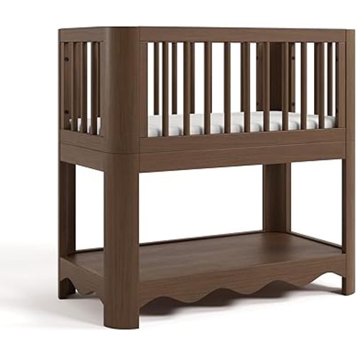 Storkcraft Casablanca 3-in-1 Convertible Bassinet – GREENGUARD Gold Certified Wood Baby Bassinet, Includes Water-Resistant Mattress, Converts to Toy Box and Bookcase (Hazelnut)