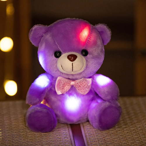 Wanfds Toy Clearance under $5! LED Teddy Bears Stuffed Animals, Cute Glow Bear Plush Toys Creative Colorful Luminous Light Up Doll Gifts for Bedroom, Kids, Baby, Valentine, 8", Purple