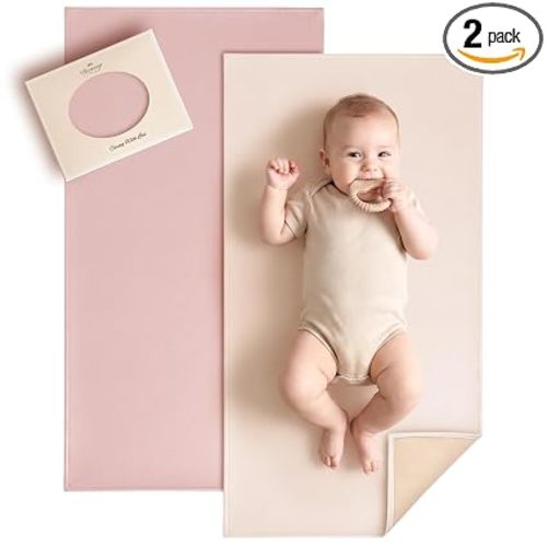 Konssy Faux Leather Waterproof Baby Changing Mat 2 Pack, Regular, 30"x17"