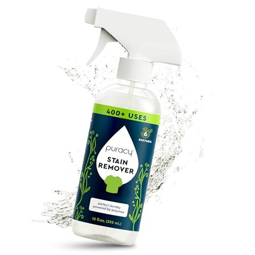 Puracy Stain Remover, Travel and Laundry Stain Cleaner for Clothes, Baby Essentials, Kids Stains, Oil and Fabric Spot Cleaner, Unscented (Stain Remover Spray, 12 fl oz)