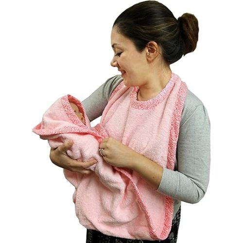 Extra Large Hands Free Absorbent Hooded Towel, Pink, Frenchie Mini Couture