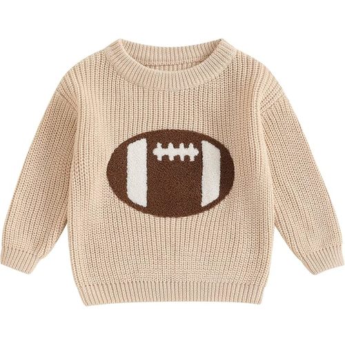 Toddler Baby Boys Football Sweaters Winter Warm Jumpers Clothes Long Sleeve Rugby Embroidery Knitted Pullover Tops