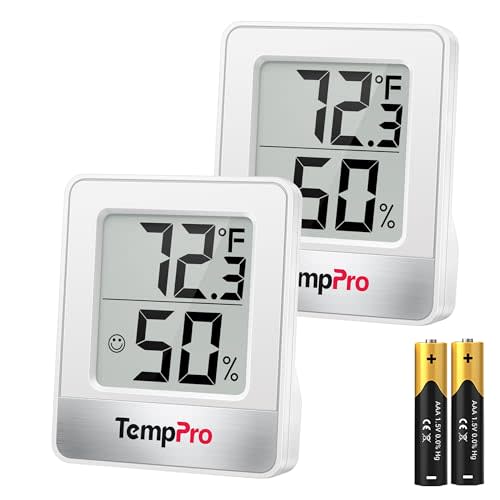 TempPro TP49 2 Pack Digital Hygrometer Indoor Thermometer | Humidity Meter Mini Hygrometer Thermometer with Temperature and Humidity Monitor Room Thermometer