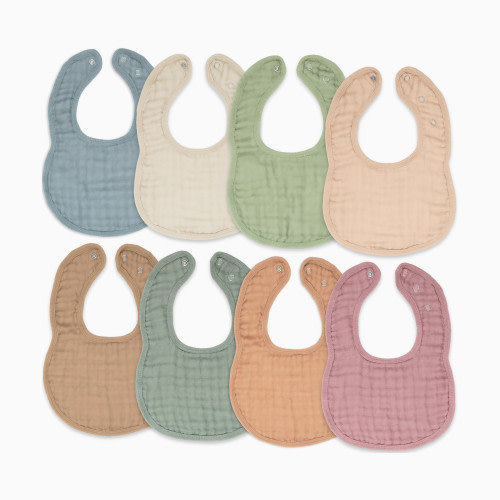 Comfy Cubs Muslin Bibs with Adjustable Snaps (8 Pack) - Multicolor, 8