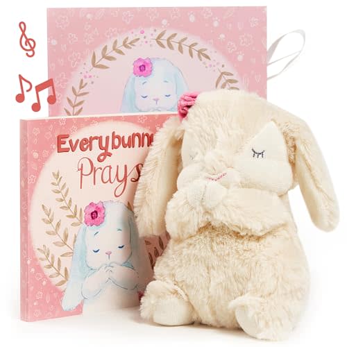 Tickle & Main Everybunny Prays Bunny Plush & Musical Prayer Toy for Christening Gifts for Girls - Pink, 7 in - Baby Dedication & Baptism Gifts for Girls with Illustrated Board Book