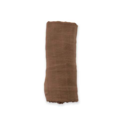 Mocha Brown Bamboo Muslin Blanket – Soft & Breathable Newborn Blanket by Ellie Sue