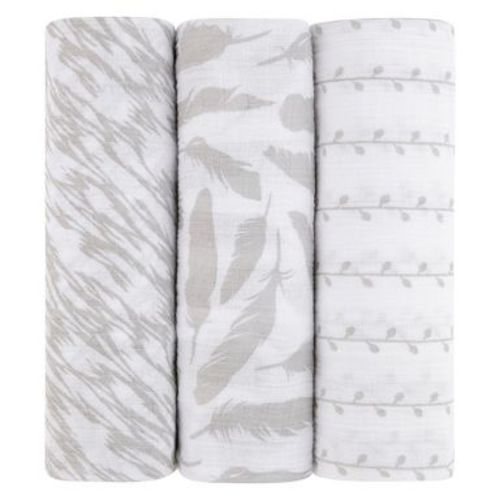 Ely's & Co. Cotton Muslin Swaddle Blankets Classic Grey Combo 3 Pack