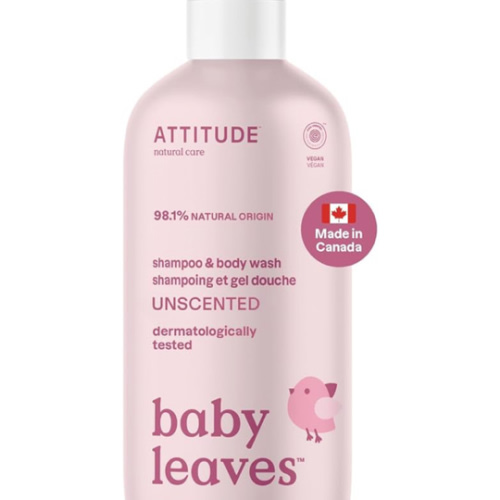 ATTITUDE Shampooing et gel douche 2 en 1 pour bébé, certifié EWG VERIFIED, testé sous contrôle dermatologique, végane, sans odeur, 473 ml