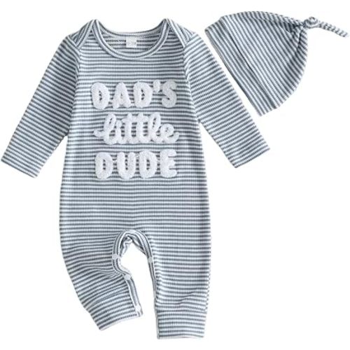 Baby Boy Clothes Newborn Outfit One Piece Romper Letters Bodysuit + Hat