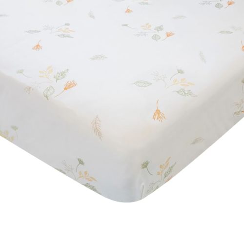 Crane Baby Crib Sheets Neutral, 100% Cotton Crib Sheets Girl or Boy, Dainty Leaf Pattern, Crib Bedding, 28" x 52" x 9", Fits Standard Mattress, Neutral Nursery Decor, AZO-Free Dyes for Sensitive Skin