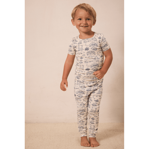 Bleu Toile Short-Sleeve Toddler Sleep Set