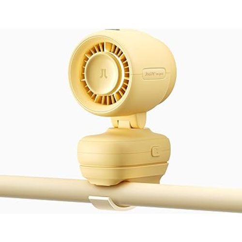 JISULIFE 2026 Clip Fan – Small & Stylish with 38H Cooling, Soft Night Light, One‑Click Detachable for Stroller or Desk, Safe Stroller Fan for Crib Car Seat Nursery Travel, Gifts for Baby Mom (Yellow)