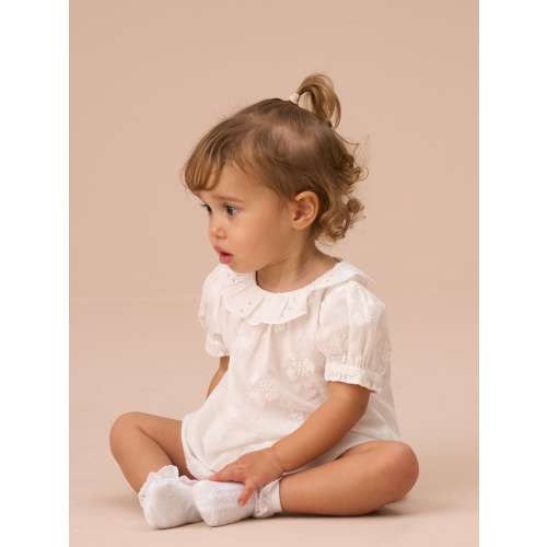 Angel & Rocket White Mia Ivory Embroidered Tunic And Bloomer Set